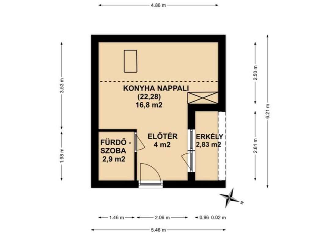 Studio zum Kauf 77.500 € 1 Zimmer 26 m²<br/>Wohnfläche 2.<br/>Geschoss Balatonboglár