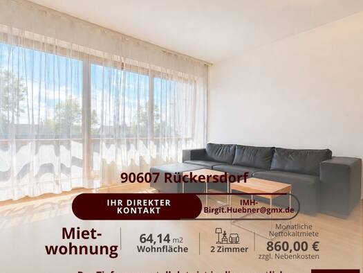 Wohnung zur Miete 860 € 2 Zimmer 64,1 m² 1. Geschoss frei ab sofort Rückersdorf Rückersdorf 90607