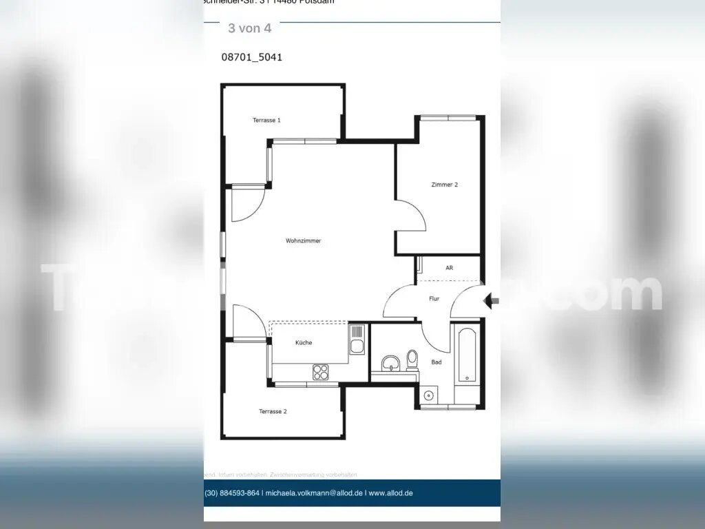 Wohnung zur Miete Tauschwohnung 500 € 2 Zimmer 55 m²<br/>Wohnfläche 3.<br/>Geschoss Kirchsteigfeld Potsdam 14480