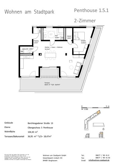 Penthouse zum Kauf als Kapitalanlage geeignet 690.000 € 4 Zimmer 103,4 m² Berchtesgadener Straße 13 Burghausen Burghausen 84489