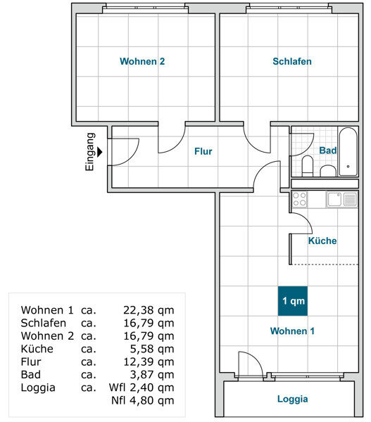 Wohnung zur Miete 573 € 4 Zimmer 80,3 m²<br/>Wohnfläche 8.<br/>Geschoss 18.01.2025<br/>Verfügbarkeit Herzberger Str. 14 Prohlis-Nord (Jacob-Winter-Platz) Dresden 01239