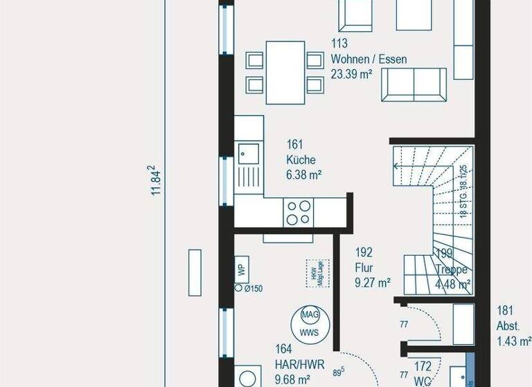 Doppelhaushälfte zum Kauf 694.999 € 3 Zimmer 113,6 m² 202,8 m² Grundstück Weinheim 69469