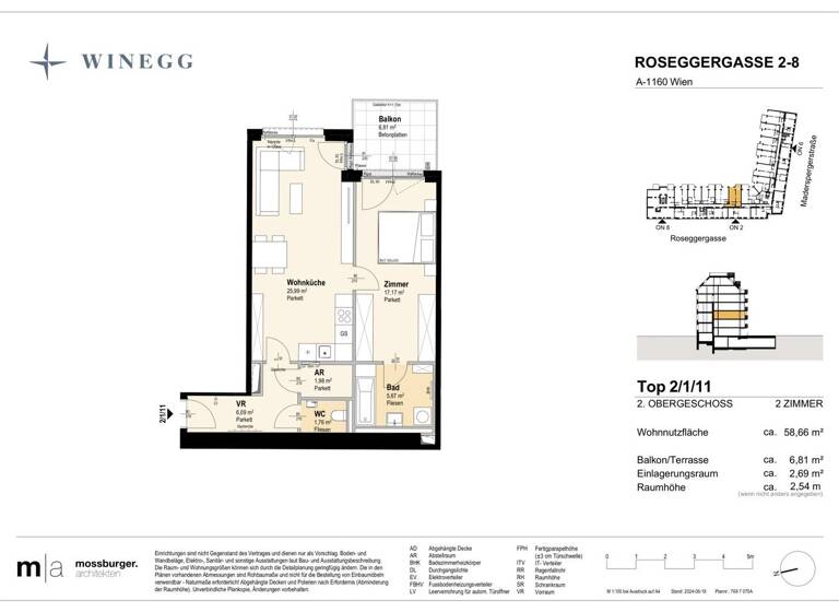 Wohnung zum Kauf - Erstbezug 319.700 € 2 Zimmer 58,7 m² 2. Geschoss Roseggergasse 2-8 Wien 1160