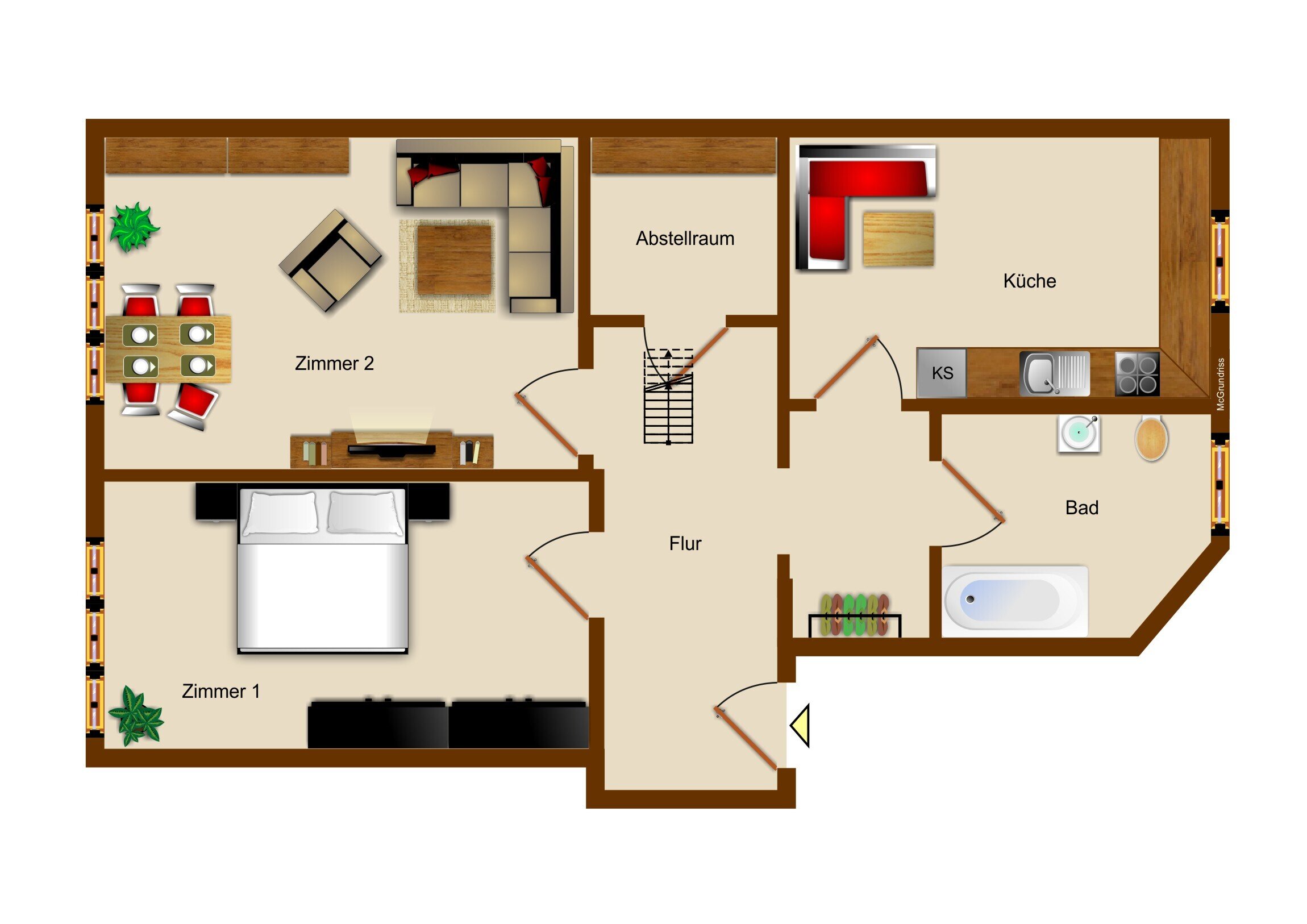 Wohnung zur Miete 822 € 2 Zimmer 62 m²<br/>Wohnfläche 4.<br/>Geschoss ab sofort<br/>Verfügbarkeit Pfeilstraße 10 Großzschocher Leipzig 04249