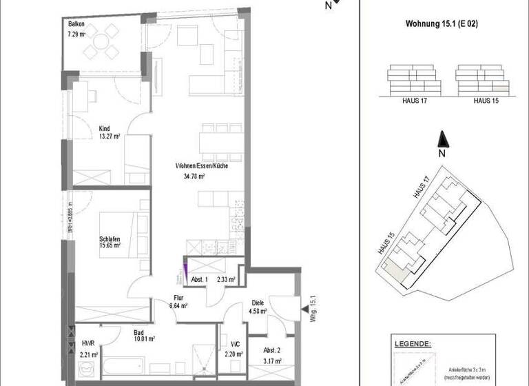 Wohnung zur Miete - Erstbezug 1.390 € 3,5 Zimmer 96,8 m² 2. Geschoss frei ab sofort Degmarner Str. 15 Oedheim 74229