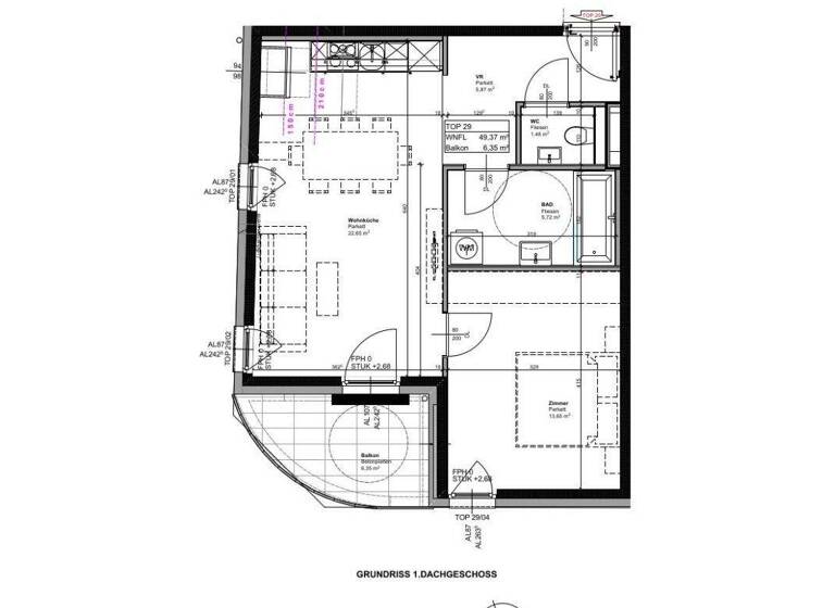 Wohnung zur Miete 747 € 2 Zimmer 49,4 m² Wien 1230