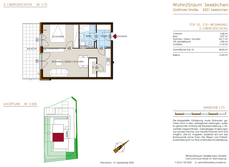 Wohnung zum Kauf provisionsfrei 359.900 € 2 Zimmer 48,1 m² 2. Geschoss Seekirchen am Wallersee 5201