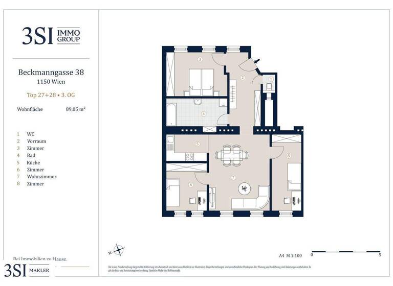 Wohnung zum Kauf - Erstbezug 499.000 € 4 Zimmer 89,1 m² 3. Geschoss Beckmanngasse 38 Wien 1150