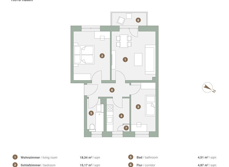 Wohnung zum Kauf provisionsfrei 105.700 € 3 Zimmer 61,8 m²<br/>Wohnfläche 1.<br/>Geschoss Rauen 15518
