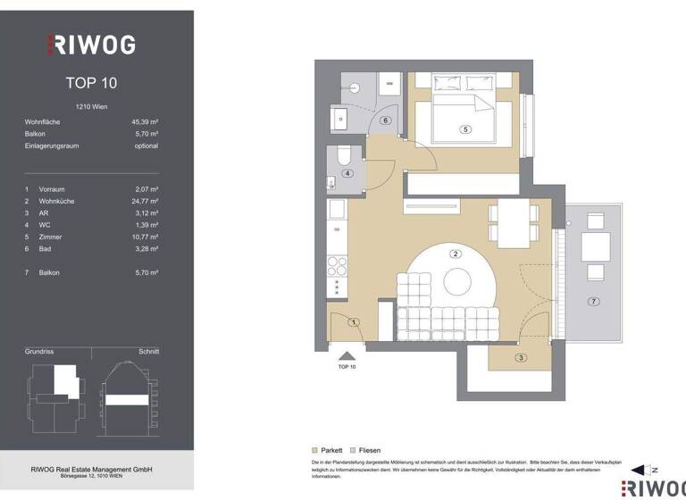 Wohnung zum Kauf - Erstbezug 289.000 € 2 Zimmer 45,4 m² 3. Geschoss Bahnsteggasse 4 Wien 1210