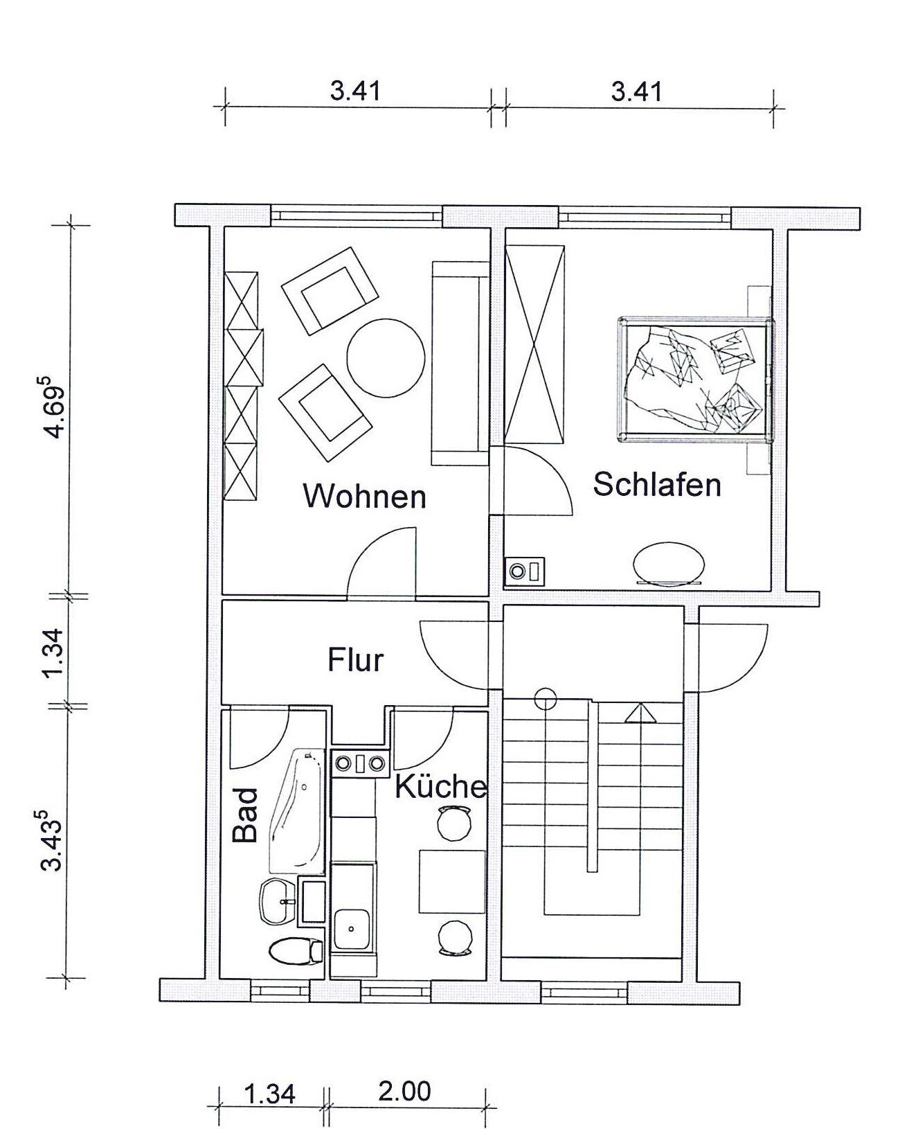 Wohnung zur Miete 272 € 2 Zimmer 45,3 m²<br/>Wohnfläche 3.<br/>Geschoss ab sofort<br/>Verfügbarkeit Thomas-Mann-Straße 61 Borna Borna 04552