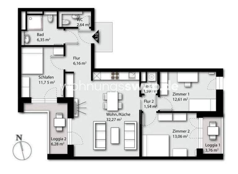 Studio zur Miete Tauschwohnung 860 € 4 Zimmer 95 m² 4. Geschoss Hammerbrook Hamburg 20457