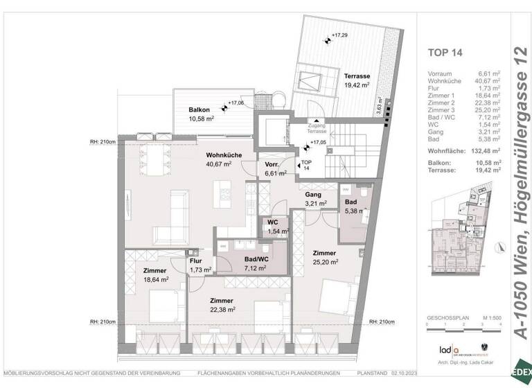 Wohnung zum Kauf - Erstbezug 1.087.000 € 4 Zimmer 132,5 m² Högelmüllergasse Wien 1050