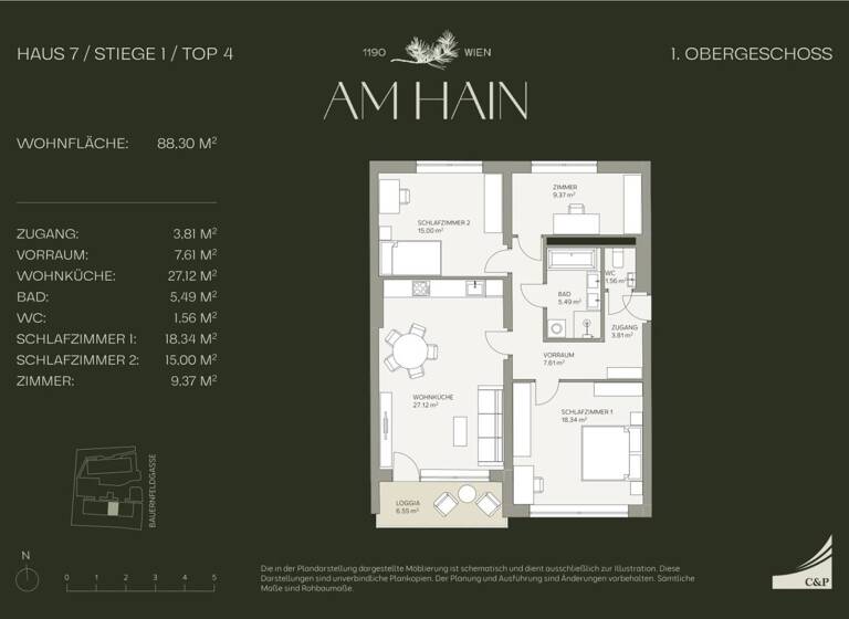 Wohnung zum Kauf - Erstbezug 799.000 € 4 Zimmer 88,3 m² Wien 1190