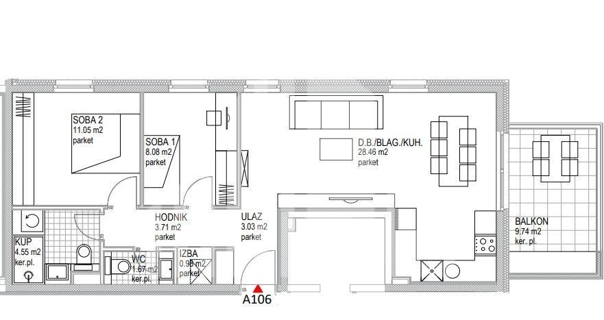 Wohnung zum Kauf 205.840 € 3 Zimmer 67 m²<br/>Wohnfläche 1.<br/>Geschoss Vrapce