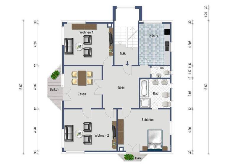 Wohnung zur Miete 1.460 € 4 Zimmer 126,4 m² 1. Geschoss Mitte Ulm 89075