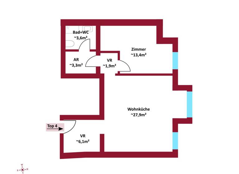 Wohnung zum Kauf - Erstbezug 285.000 € 2 Zimmer 56,2 m² 1. Geschoss Wien 1220
