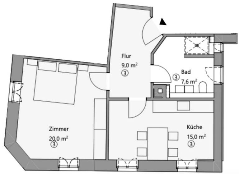 Wohnung zum Kauf provisionsfrei 298.000 € 2 Zimmer 52 m²<br/>Wohnfläche EG<br/>Geschoss Rotenbergstraße 38 Ost Stuttgart 70190