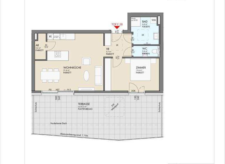 Penthouse zum Kauf - Erstbezug 445.000 € 2 Zimmer 64,1 m² 6. Geschoss Kohldorfer Straße 96 St. Martin Klagenfurt am Wörthersee 9020