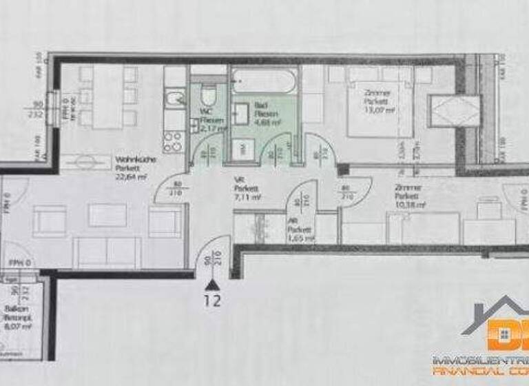 Wohnung zur Miete 1.189 € 3 Zimmer 61,7 m² 3. Geschoss Hohenbergstraße Wien 1120
