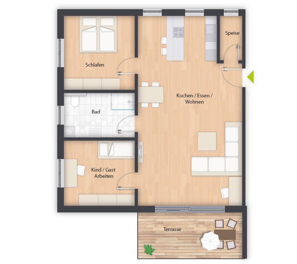 Wohnung zum Kauf provisionsfrei 368.100 € 3 Zimmer 102,3 m²<br/>Wohnfläche 2.<br/>Geschoss ab sofort<br/>Verfügbarkeit Uffenheim Uffenheim 97215