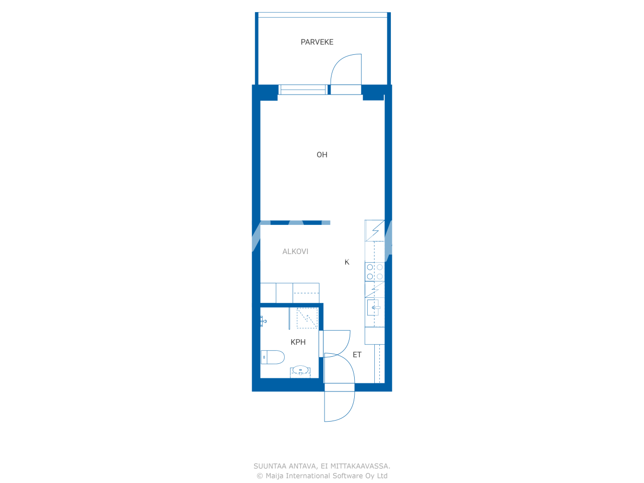 Studio zur Miete 699 € 1 Zimmer 36 m²<br/>Wohnfläche 2.<br/>Geschoss Linjaloistonkatu 3 Espoo 02330