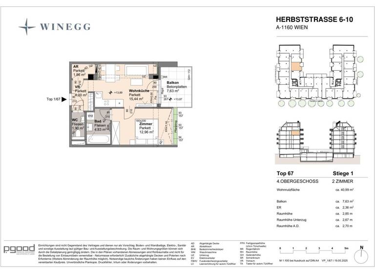 Wohnung zum Kauf - Erstbezug 305.100 € 2 Zimmer 41 m² 4. Geschoss Herbststraße 6-10 Wien 1160