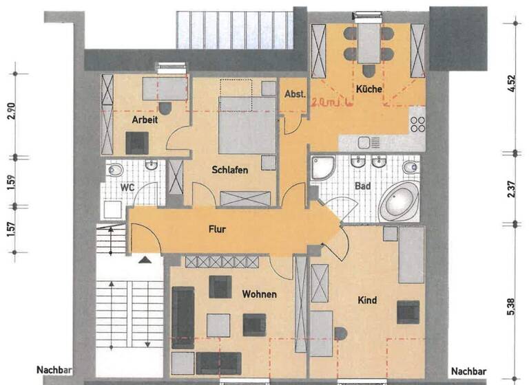 Wohnung zur Miete 815 € 3,5 Zimmer 96 m² Altstadt Flensburg 24937