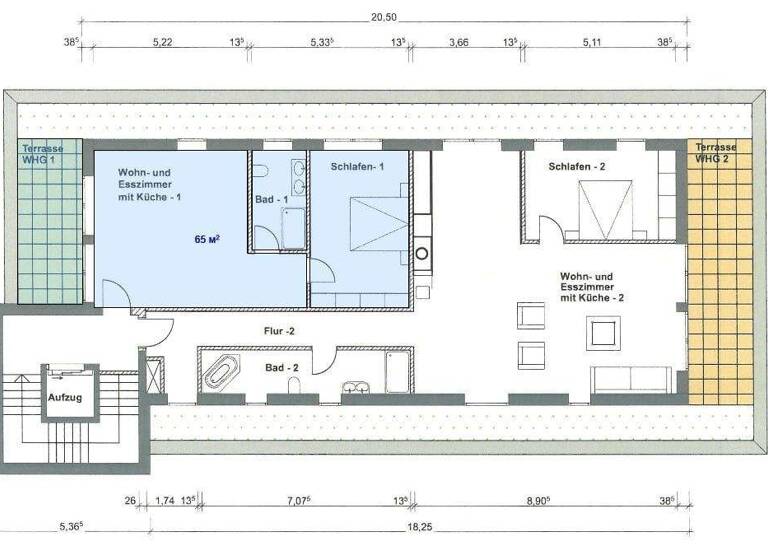 Penthouse zur Miete - Erstbezug 975 € 2 Zimmer 65 m² 2. Geschoss frei ab sofort Kirchditmold Kassel 34130
