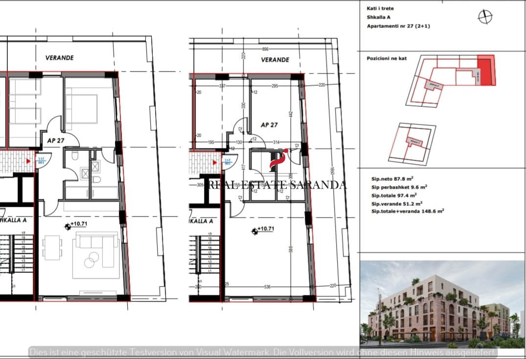 Wohnung zum Kauf 237.760 € 2 Zimmer 148,6 m²<br/>Wohnfläche 3.<br/>Geschoss Saranda 9701