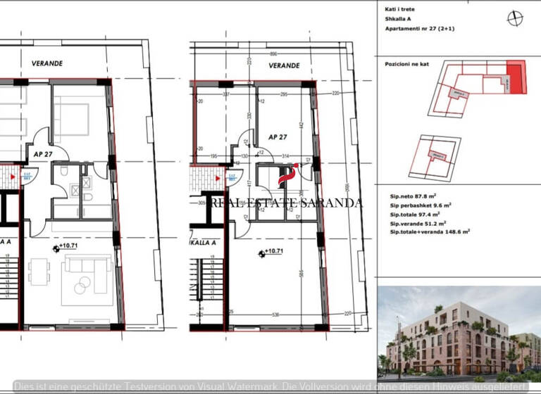 Wohnung zum Kauf 237.760 € 2 Zimmer 148,6 m² 3. Geschoss Saranda 9701