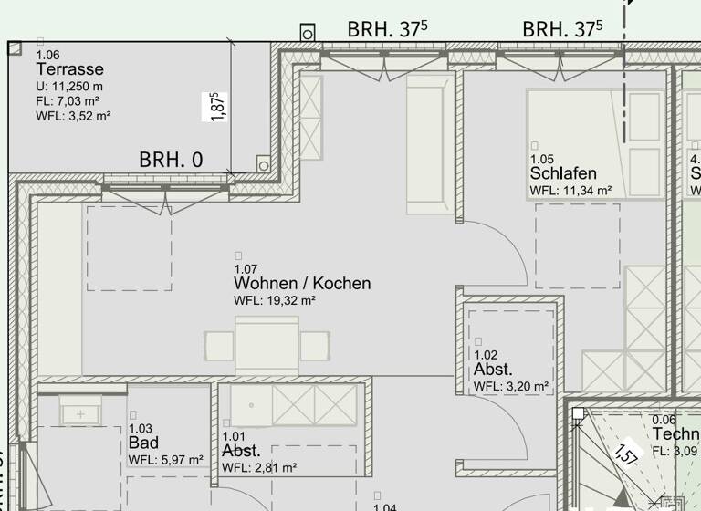Terrassenwohnung zur Miete 860 € 2 Zimmer 54,1 m² EG frei ab 01.06.2026 Eversten Oldenburg 26131