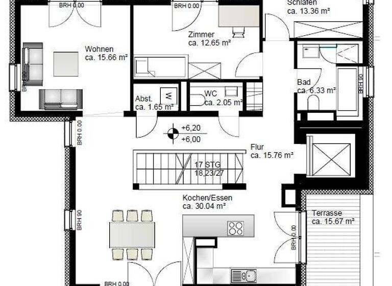Penthouse zum Kauf - Erstbezug 918.000 € 4 Zimmer 110,5 m² 3. Geschoss Eschersheim Frankfurt am Main 60431