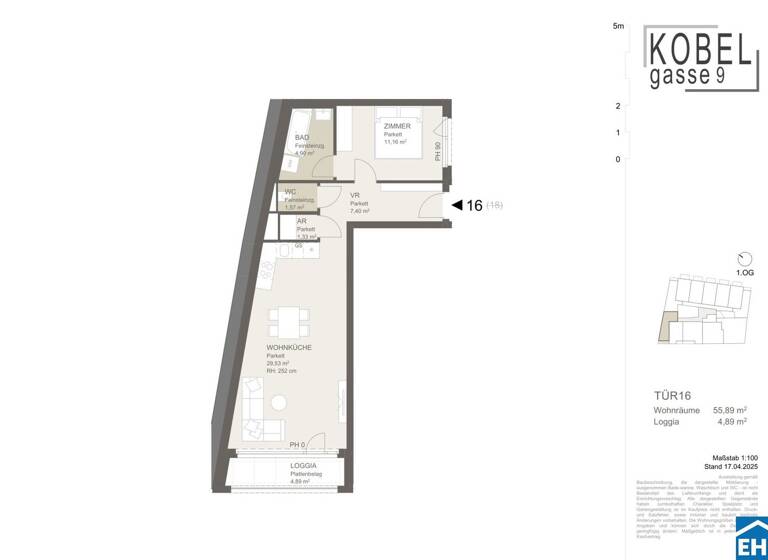 Wohnung zur Miete - Erstbezug 867 € 2 Zimmer 55,9 m² 1. Geschoss frei ab sofort Kobelgasse Wien 1110