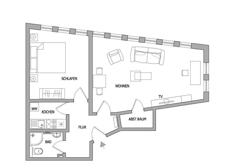 Wohnung zur Miete 1.765 € 2 Zimmer 55 m² 5. Geschoss frei ab sofort Nordend-Ost Frankfurt am Main 60316