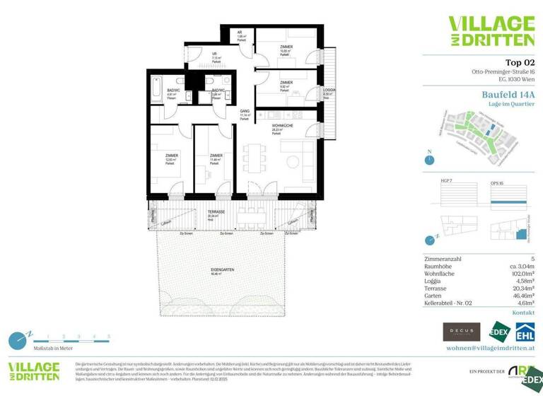 Wohnung zum Kauf - Erstbezug 815.000 € 5 Zimmer 102 m² EG Wien 1030
