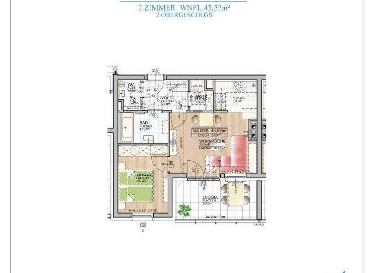 Wohnung zur Miete 772 € 2 Zimmer 43,5 m² 2. Geschoss frei ab 01.04.2026 Laxenburgerstraße Vösendorf 2331