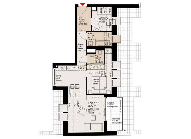 Terrassenwohnung zur Miete - Erstbezug 985 € 85,7 m² 2. Geschoss frei ab sofort Wien 1220