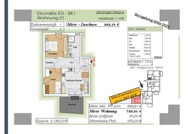 Wohnung zur Miete nur mit Wohnberechtigungsschein 382 € 3 Zimmer 70,7 m² EG Zeininger Weg 6 Wörth Wörth an der Donau 93086