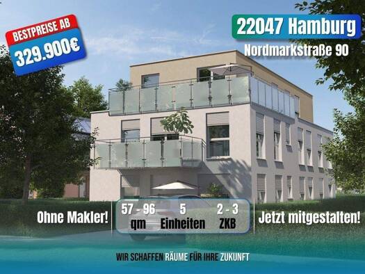 Penthouse zum Kauf provisionsfrei 569.900 € 3 Zimmer 96 m² 2. Geschoss frei ab 30.06.2027 Nordmarkstraße 90 Tonndorf Wandsbek 22047