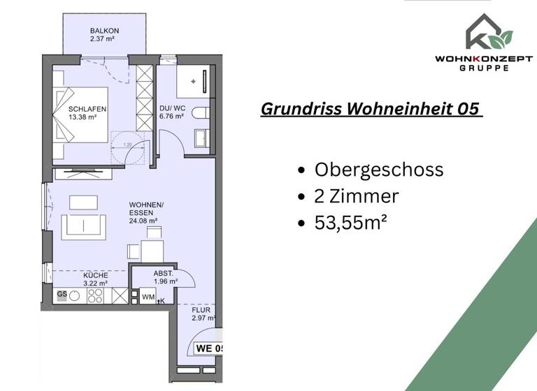 Wohnung zum Kauf 374.850 € 2 Zimmer 53,6 m² 2. Geschoss Sasel Hamburg / Sasel 22393