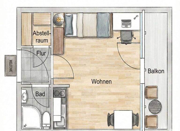 Studio zum Kauf provisionsfrei 120.000 € 1 Zimmer 27 m² 1. Geschoss Almenhof Mannheim 68199
