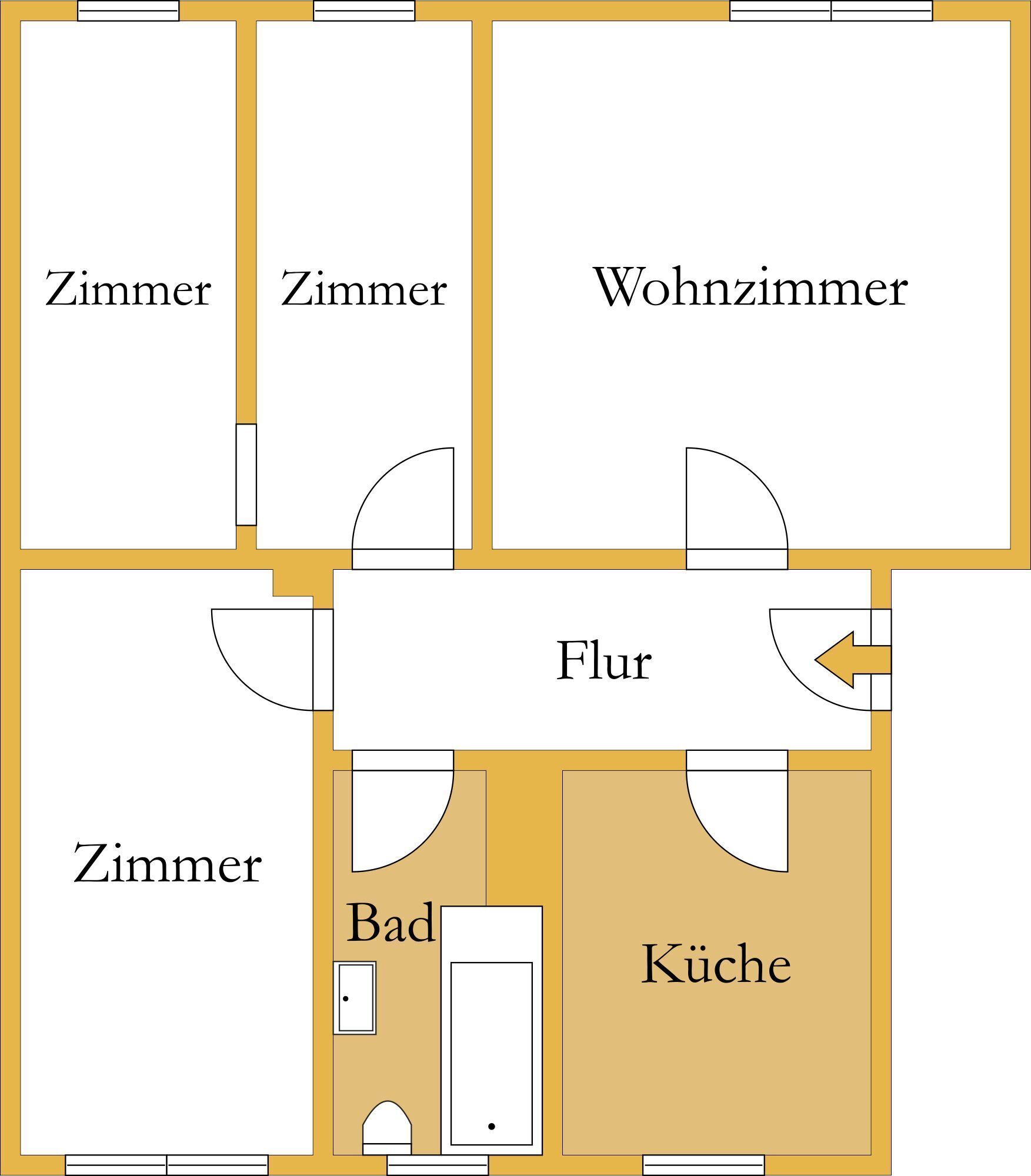 Wohnung zur Miete 485 € 3 Zimmer 64,2 m²<br/>Wohnfläche EG<br/>Geschoss Köthen Köthen (Anhalt) 06366