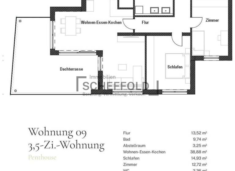 Wohnung zum Kauf provisionsfrei 524.900 € 3,5 Zimmer 110,2 m²<br/>Wohnfläche Dachgeschoss, 2.<br/>Geschoss Mietingen Mietingen 88487