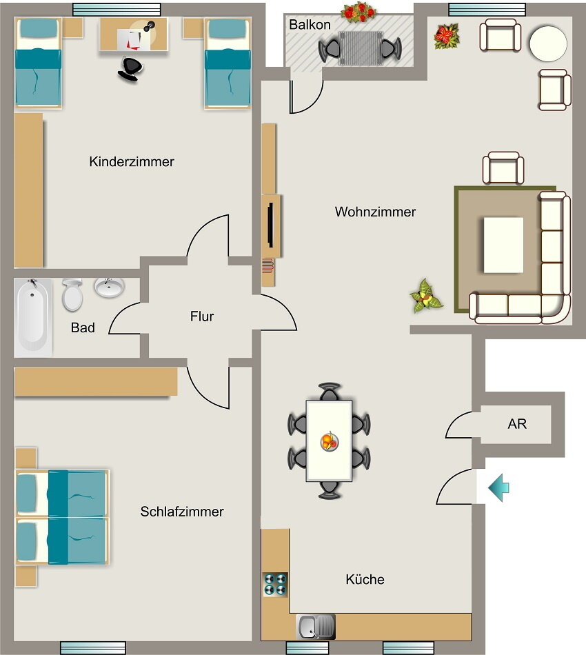 Wohnung zur Miete 555 € 3,5 Zimmer 67,6 m²<br/>Wohnfläche 2.<br/>Geschoss Kampstraße 25A Brassert Marl 45768