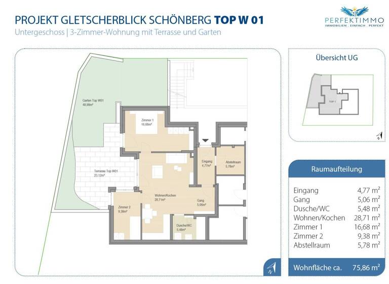 Wohnung zum Kauf - Erstbezug 524.000 € 3 Zimmer 75,9 m² Schönberg im Stubaital 6141