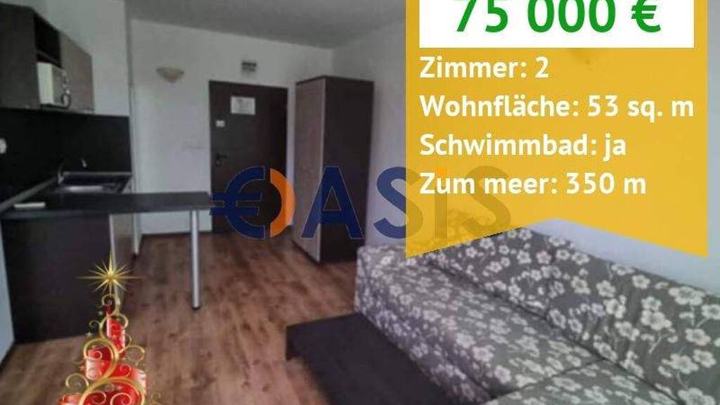 Studio zum Kauf provisionsfrei 75.000 € 2 Zimmer 53 m² 2. Geschoss ulitsa "Angel Dimitrov" 78 ???????? 8016