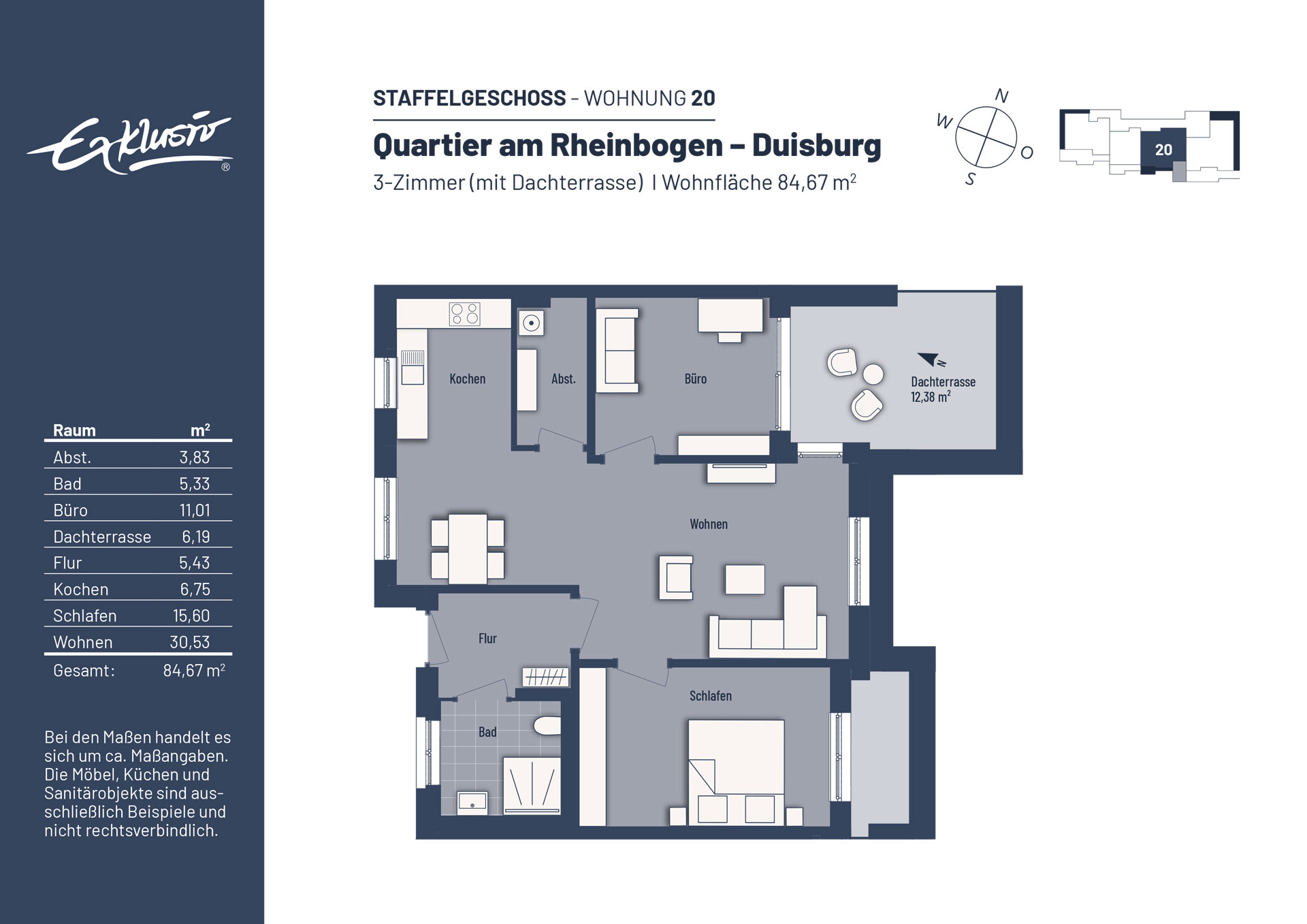 Penthouse zum Kauf provisionsfrei 369.000 € 3 Zimmer 84,7 m²<br/>Wohnfläche Buchholz Duisburg 47249