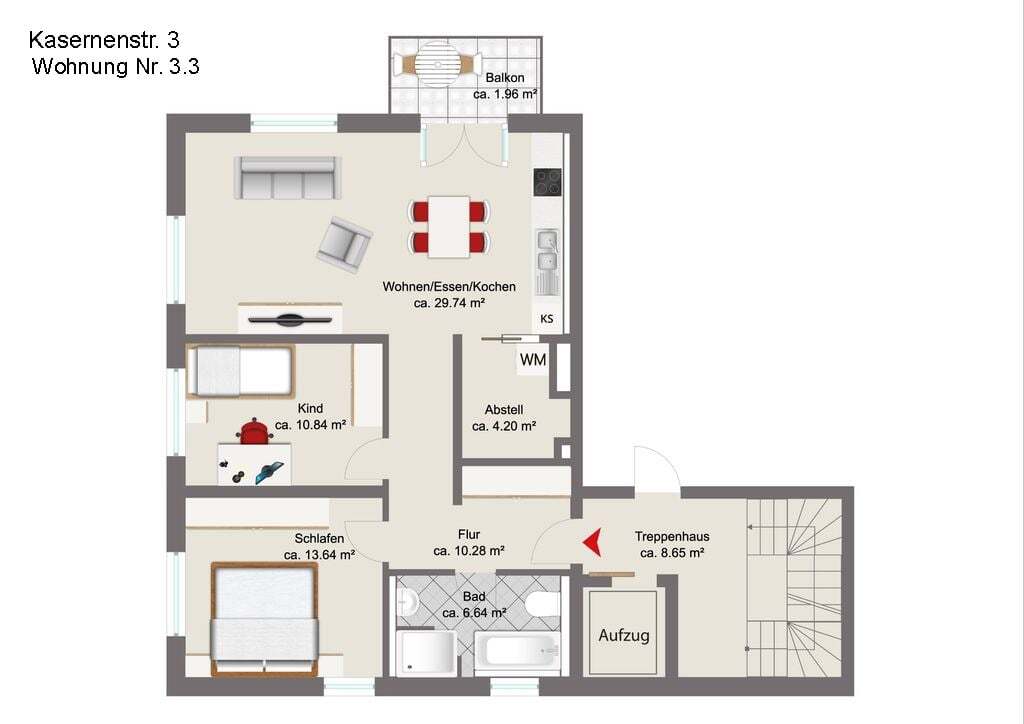 Wohnung zum Kauf provisionsfrei 532.000 € 3 Zimmer 77,3 m²<br/>Wohnfläche Schönbrunn Landshut 84036