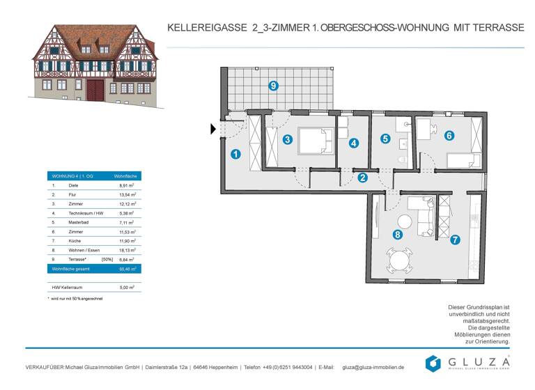 Wohnung zum Kauf 560.000 € 3 Zimmer 95,4 m²<br/>Wohnfläche Heppenheim Heppenheim (Bergstraße) 64646
